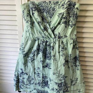 Strapless Formal Dress Blue Floral, Junior Size 9
